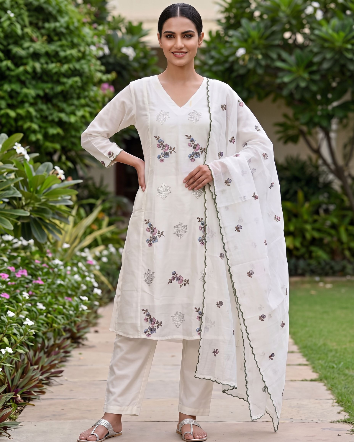 Beautiful Premium Fabric Embroidered 3-Piece Suit Set for Women with Handwork Embroidery Dupatta – Ethnic Wear