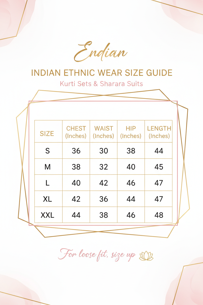 Size Chart for Ethnic Wear