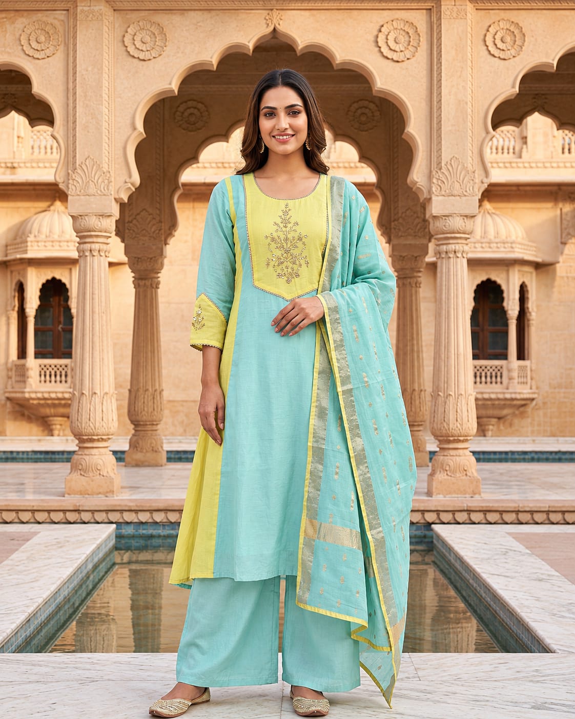 Handwork Embroidered Cotton Kurta set