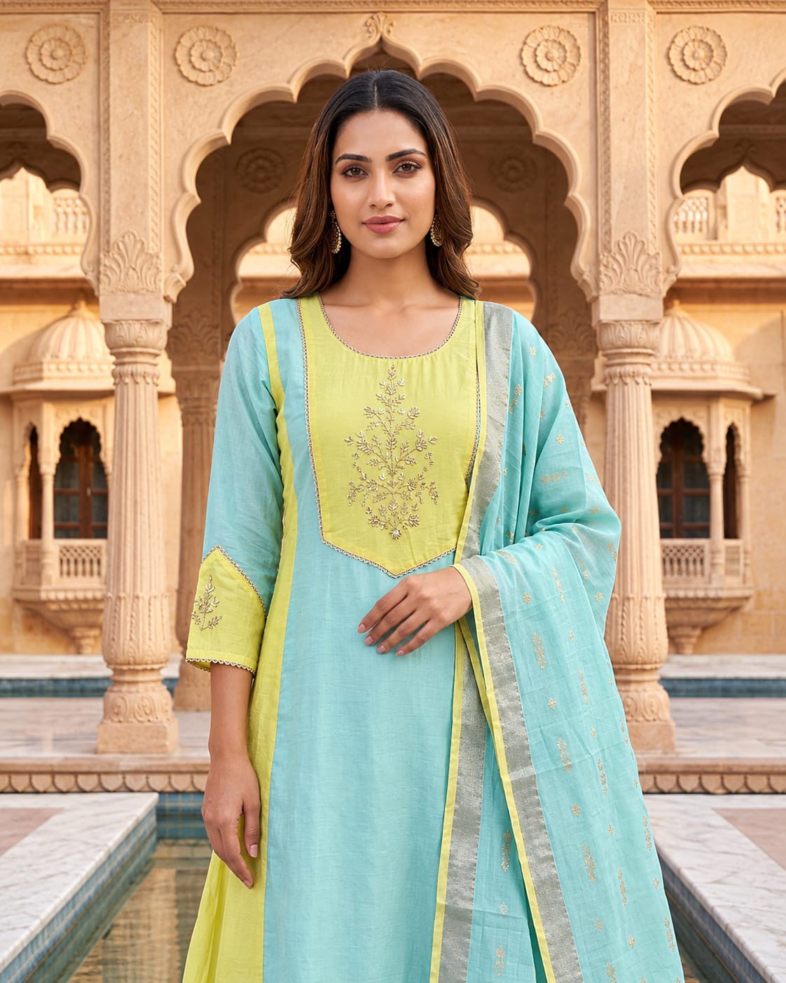 Handwork Embroidered Cotton Kurta set