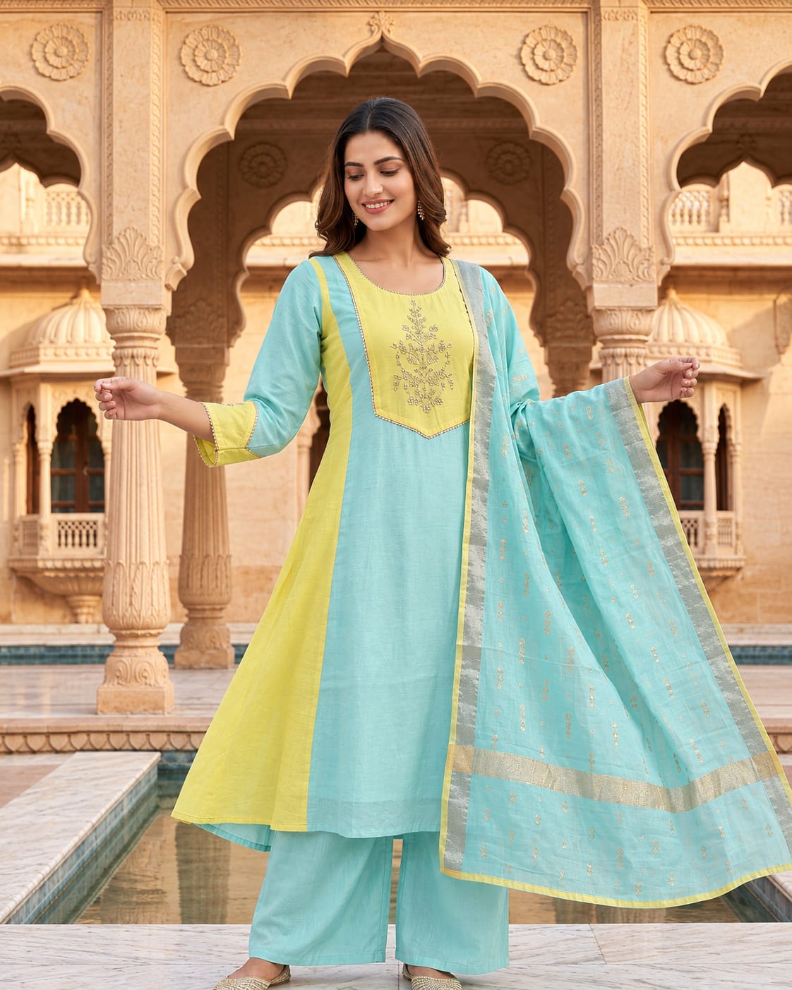 Handwork Embroidered Cotton Kurta set