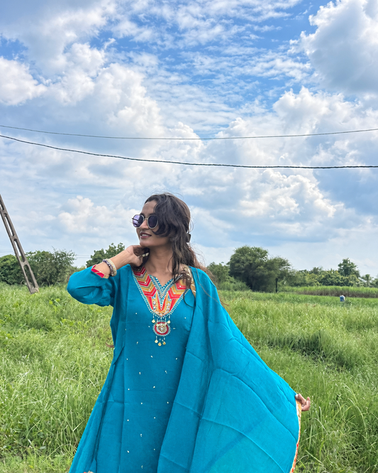 Handwork Mul Chanderi Kurta Set For Women| Festive Wear